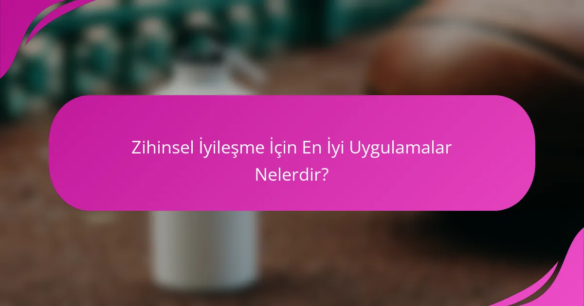 Zihinsel İyileşme İçin En İyi Uygulamalar Nelerdir?