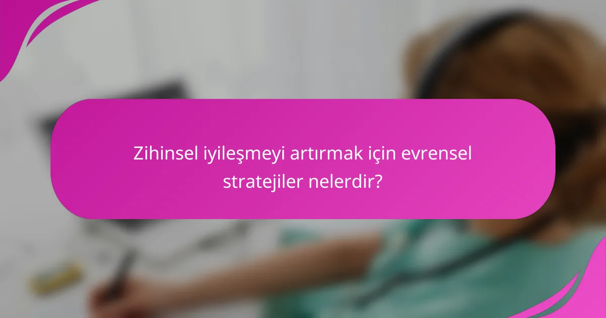 Zihinsel iyileşmeyi artırmak için evrensel stratejiler nelerdir?