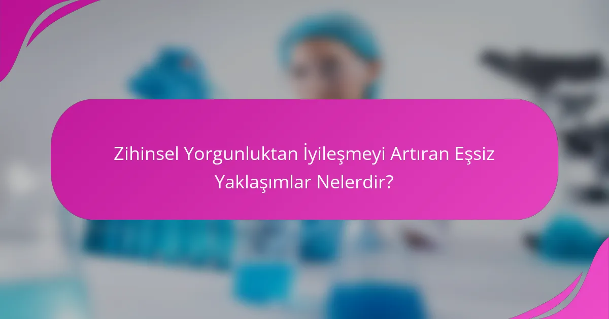 Zihinsel Yorgunluktan İyileşmeyi Artıran Eşsiz Yaklaşımlar Nelerdir?